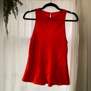 Frame red orange peplum silk top
